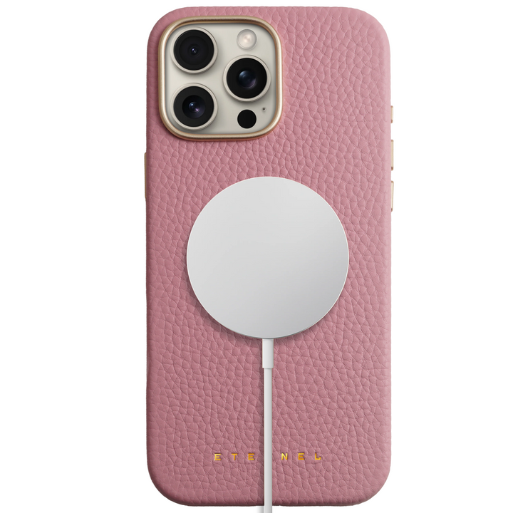 Coque Elise cuir grainé - iPhone 15 Pro Max - Rose
