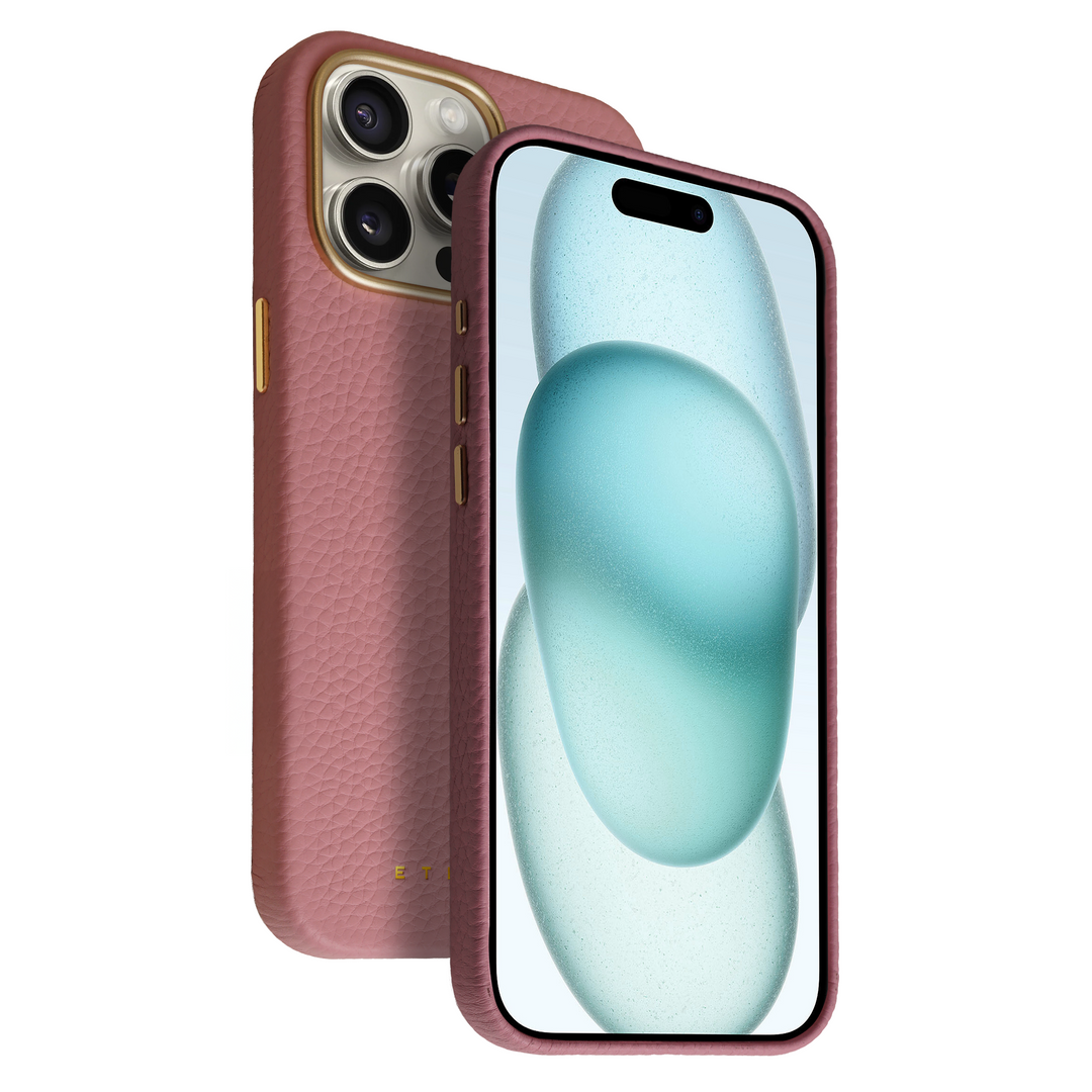 Coque Elise cuir grainé - iPhone 15 Pro Max - Rose