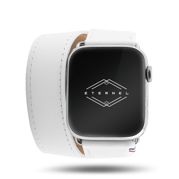 Double tour - Cuir de vachette Apple Watch Blanc 42 mm