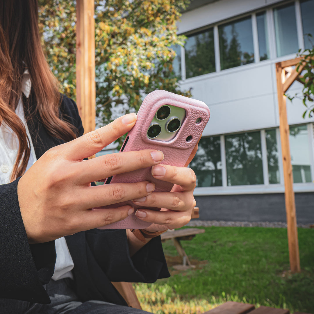 Coque Elise cuir grainé - iPhone 17 Pro Max - Rose