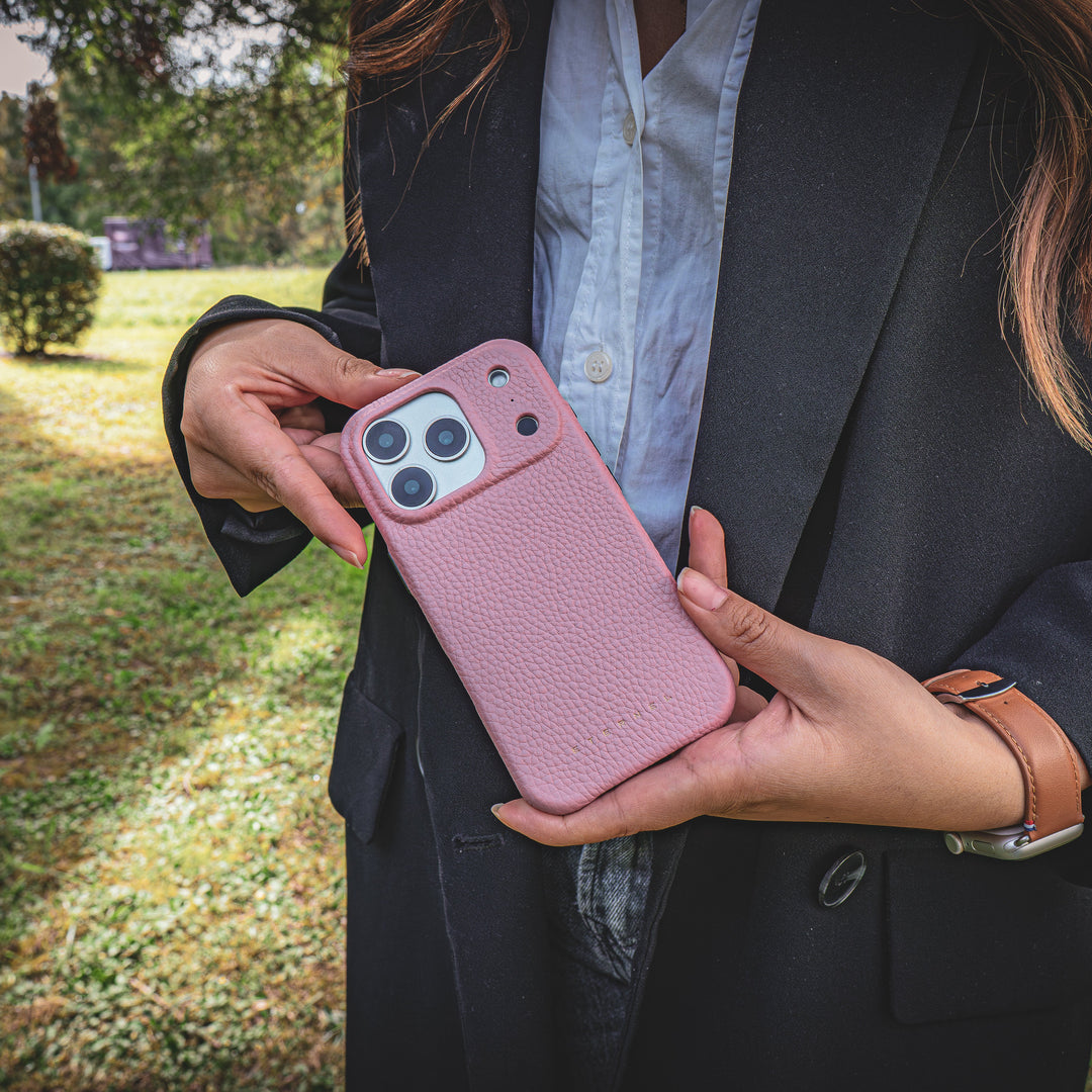 Coque Elise cuir grainé - iPhone 17 Pro Max - Rose