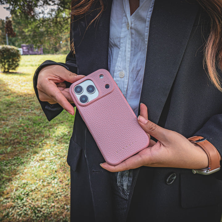 Coque Elise cuir grainé - iPhone 17 Pro Max - Rose