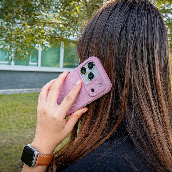 Coque Elise cuir grainé - iPhone 17 Pro Max - Rose