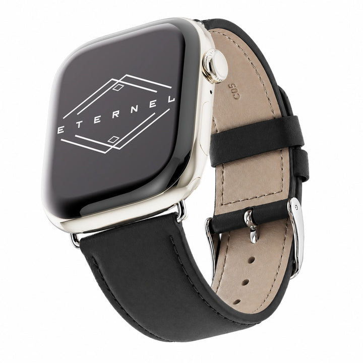 Holi Apple Watch - Armband aus schwarzem Rindsleder 46 / 49 mm