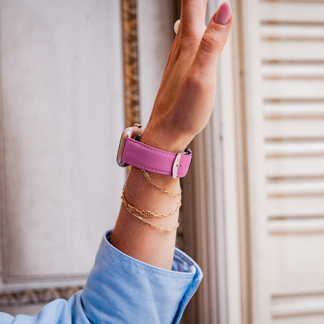 Holi Apple Watch - Bracelet cuir de vachette Rose 44mm 45mm 46mm 49mm