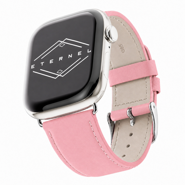 Holi Apple Watch - Armband aus pastellrosa Rindsleder 46 / 49 mm