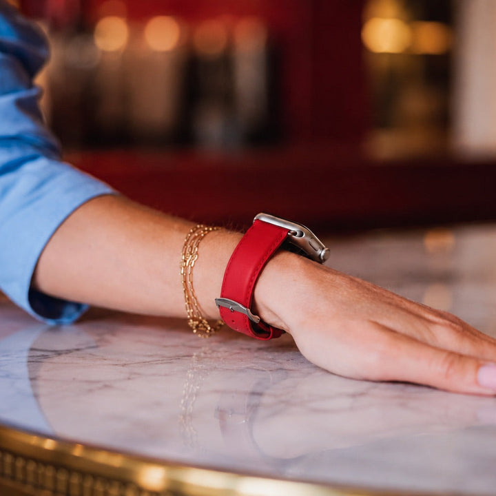 Holi Apple Watch - Bracelet cuir de vachette Rouge 44mm 45mm 46mm 49mm