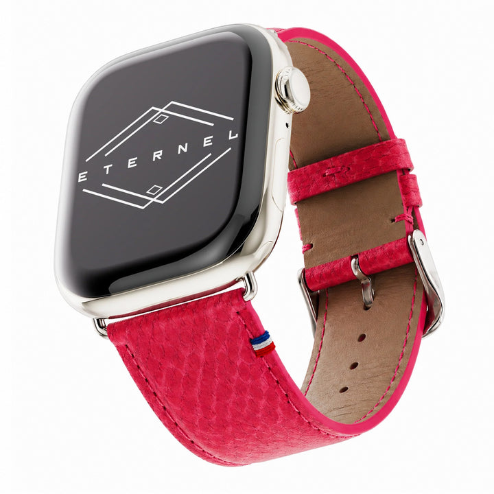 Horizon - Französisches upgecyceltes Meeresleder - Apple Watch Armband Korallenrot 46 / 49 mm