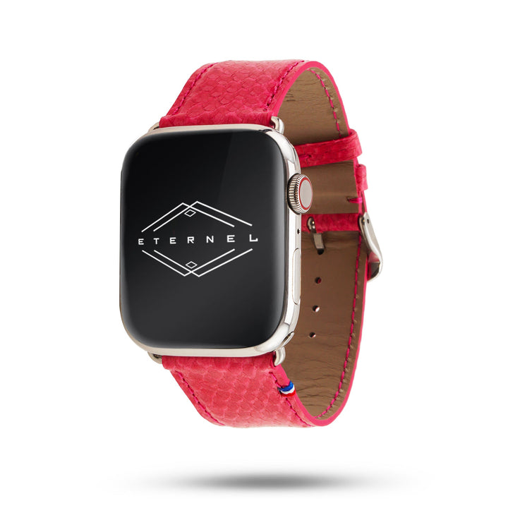 Horizon - Cuir marin français upcyclé - Bracelet Apple Watch Corail rouge 46 / 49 mm