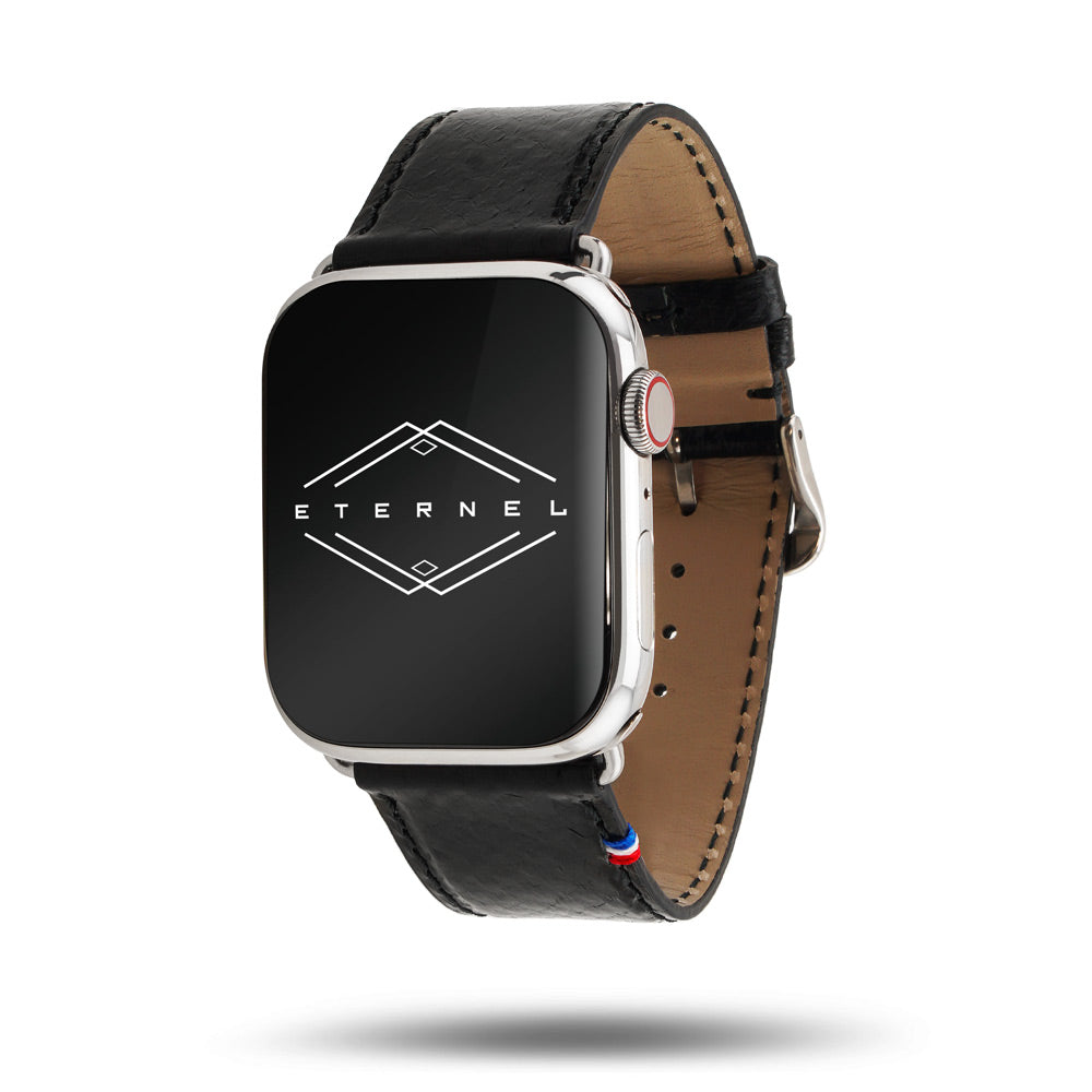 Horizon Upcycled French Marine Leather Black Pearl Apple Watch