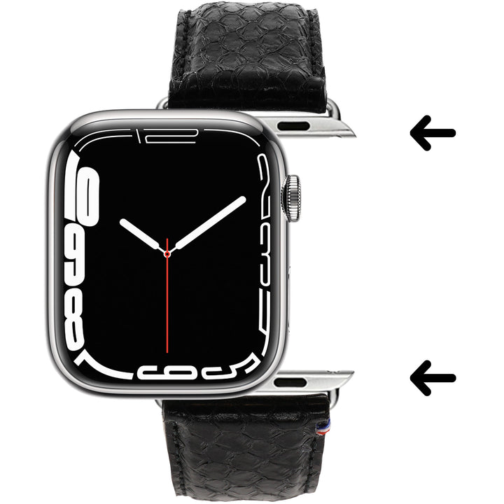 Odyssée - Cuir marin français upcyclé - Bracelet Apple Watch Obsidienne 46 / 49 mm