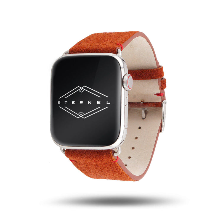 Maverick - Bracelet Apple Watch cuir de chèvre velours Épice 42 mm