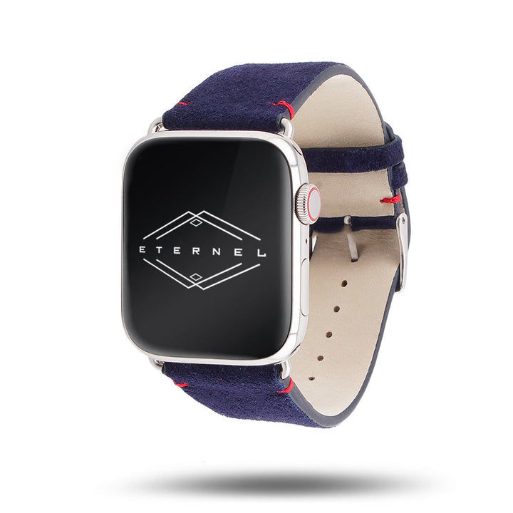 Maverick - Bracelet Apple Watch cuir de chèvre velours Marine 42 mm