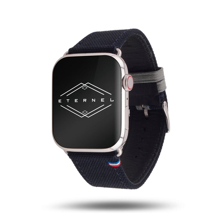 New Rover - Bracelet Apple Watch tissu renforcé Marine 42 mm