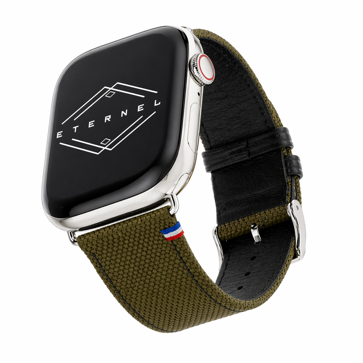 New Rover - Apple Watch Armband aus verstärktem Stoff in Khaki 46 / 49 mm