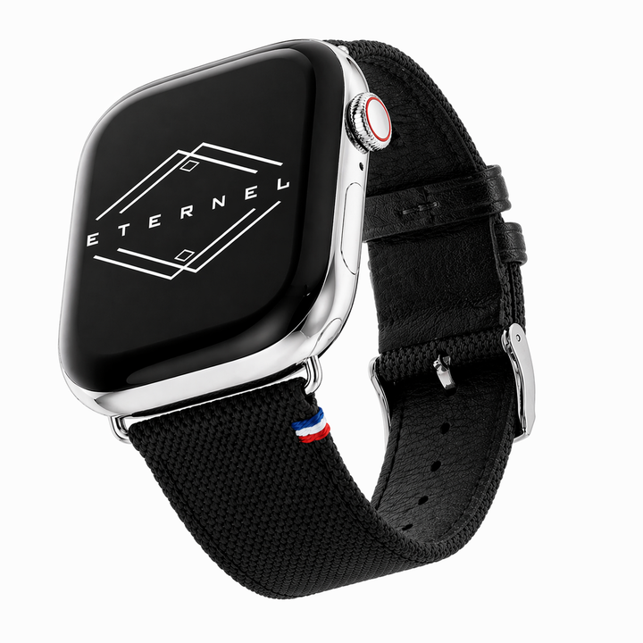 New Rover - Apple Watch Armband aus verstärktem Stoff Schwarz 46 / 49 mm