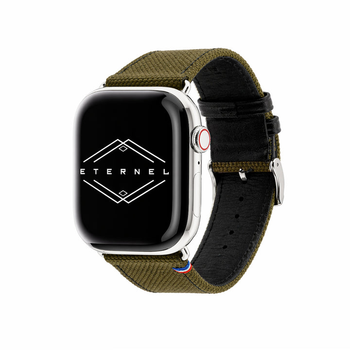 New Rover - Apple Watch Armband aus verstärktem Stoff in Khaki 46 / 49 mm