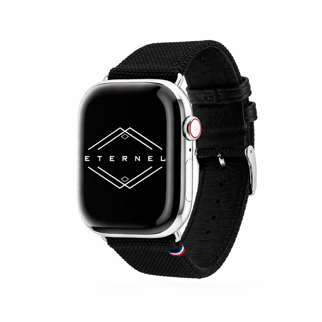 New Rover - Apple Watch Armband aus verstärktem Stoff Schwarz 46 / 49 mm