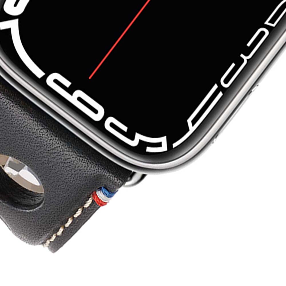 Rallye - Bracelet Apple Watch cuir vachette boucle déployante Noir 46 / 49 mm