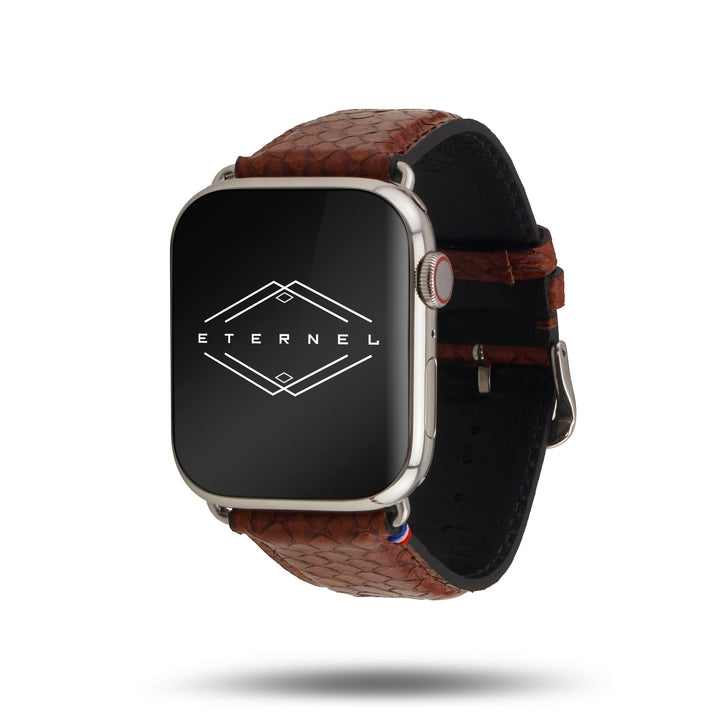 Odyssée - Cuir marin français upcyclé - Bracelet Apple Watch Ambre 42 mm