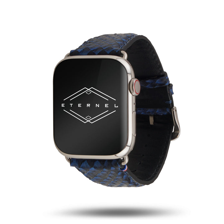 Odyssée - Cuir marin français upcyclé - Bracelet Apple Watch Bleu Circé 46 / 49 mm