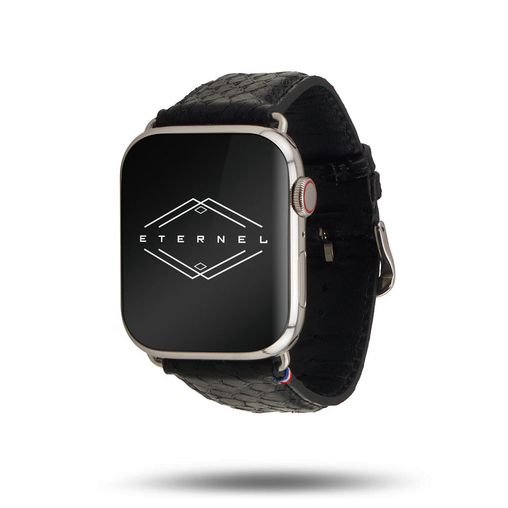 Odyssée - Cuir marin français upcyclé - Bracelet Apple Watch Obsidienne 46 / 49 mm