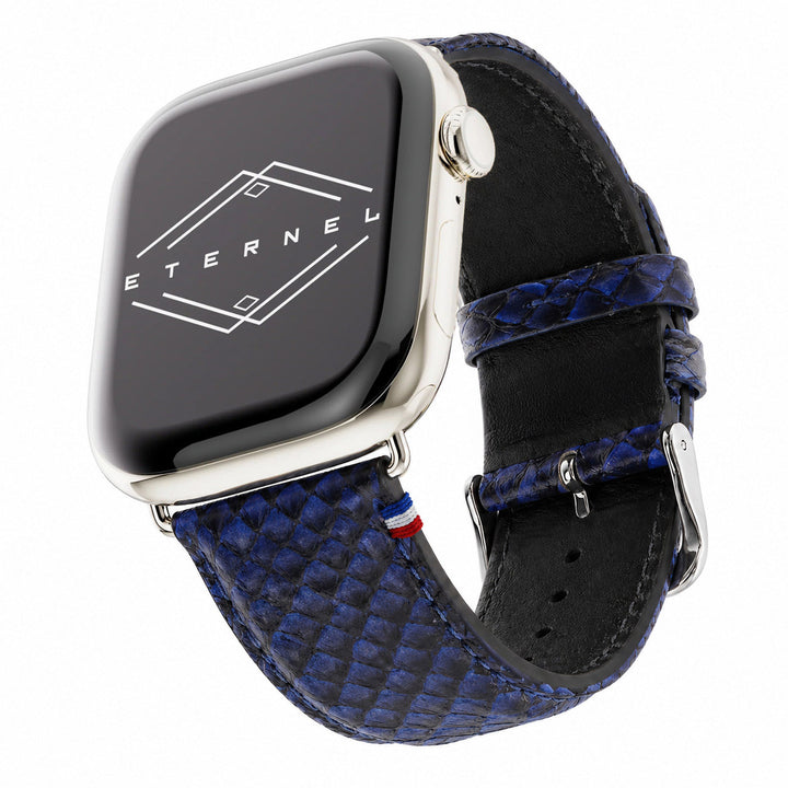 Odyssee - Französisches upgecyceltes Meeresleder - Apple Watch Armband Blau Circe 46 / 49 mm