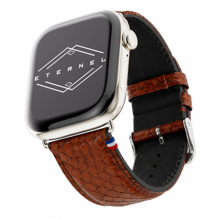Odyssee - Französisches upgecyceltes Meeresleder - Apple Watch Armband Bernstein 46 / 49 mm