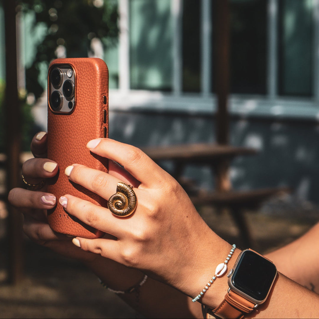 Pack Coque iPhone Elise Gold + Bracelet Apple Watch Aquarelle Gold