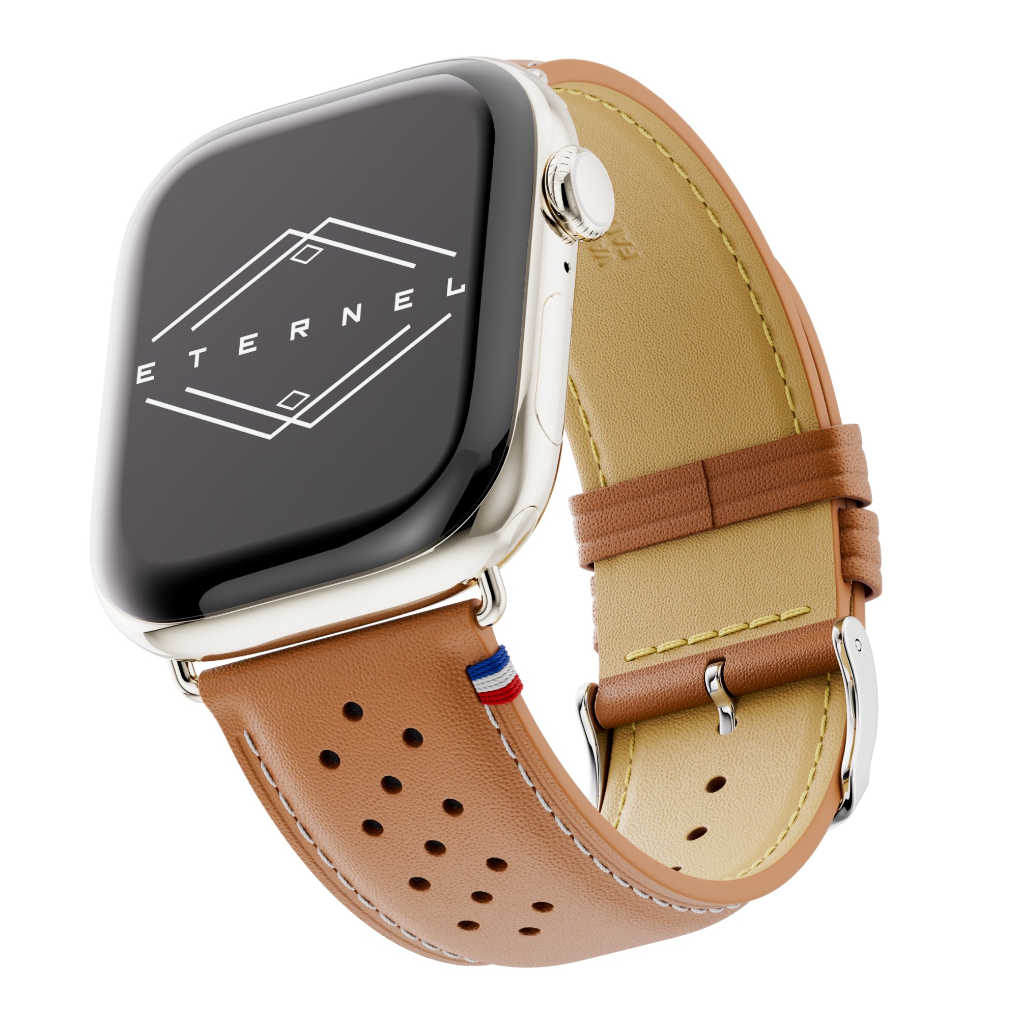 Roadster Perforiertes Lederarmband für Apple Watch Gold 46 49