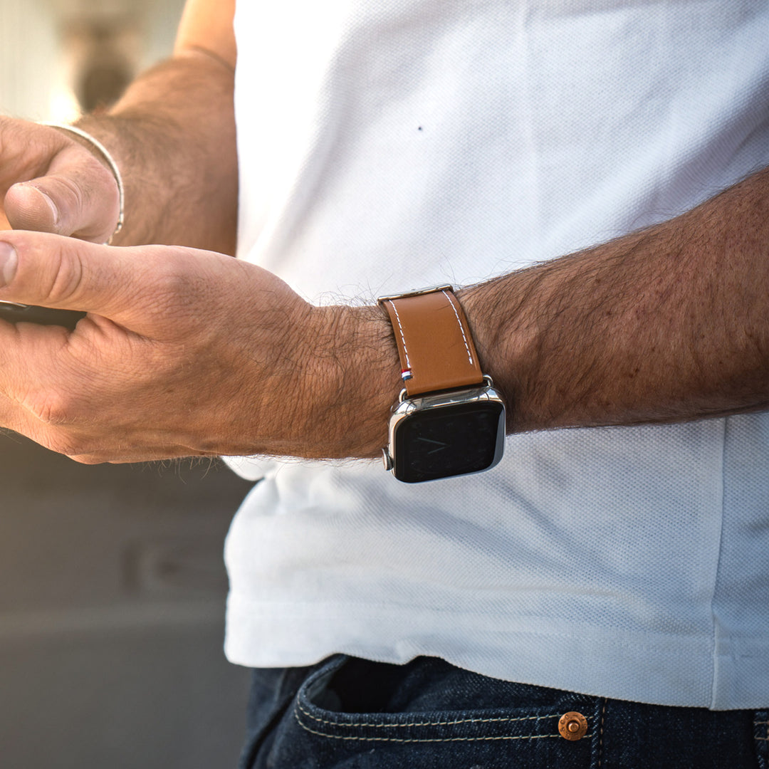 Simple tour - Cuir de vachette graissé Apple Watch Gold 42 mm