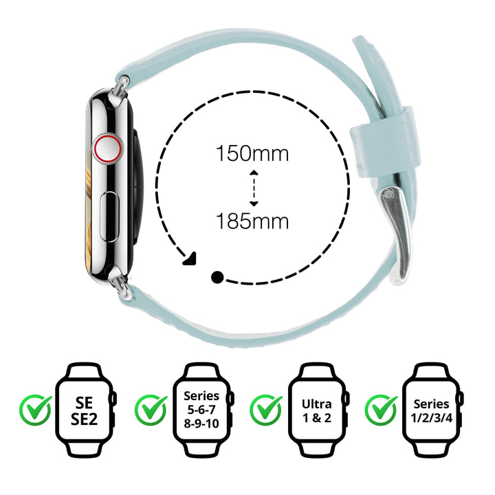 Holi Apple Watch - Bracelet cuir de vachette Bleu brume 42 mm